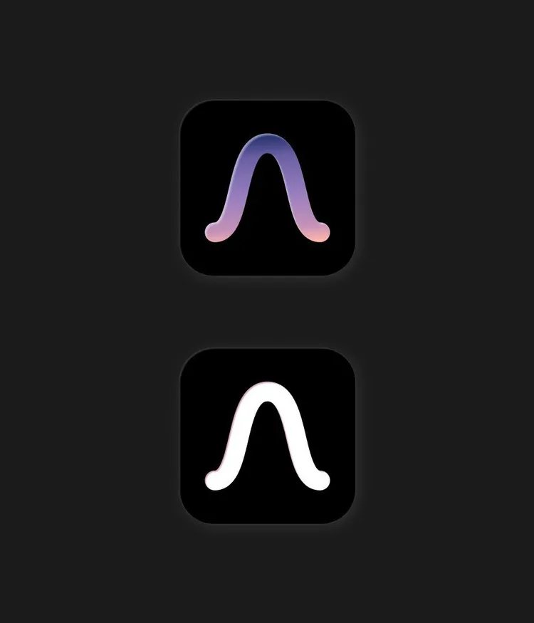 Two versions of the Aeri app logo: above with a Lavender Twilight gradient, below in black and white.