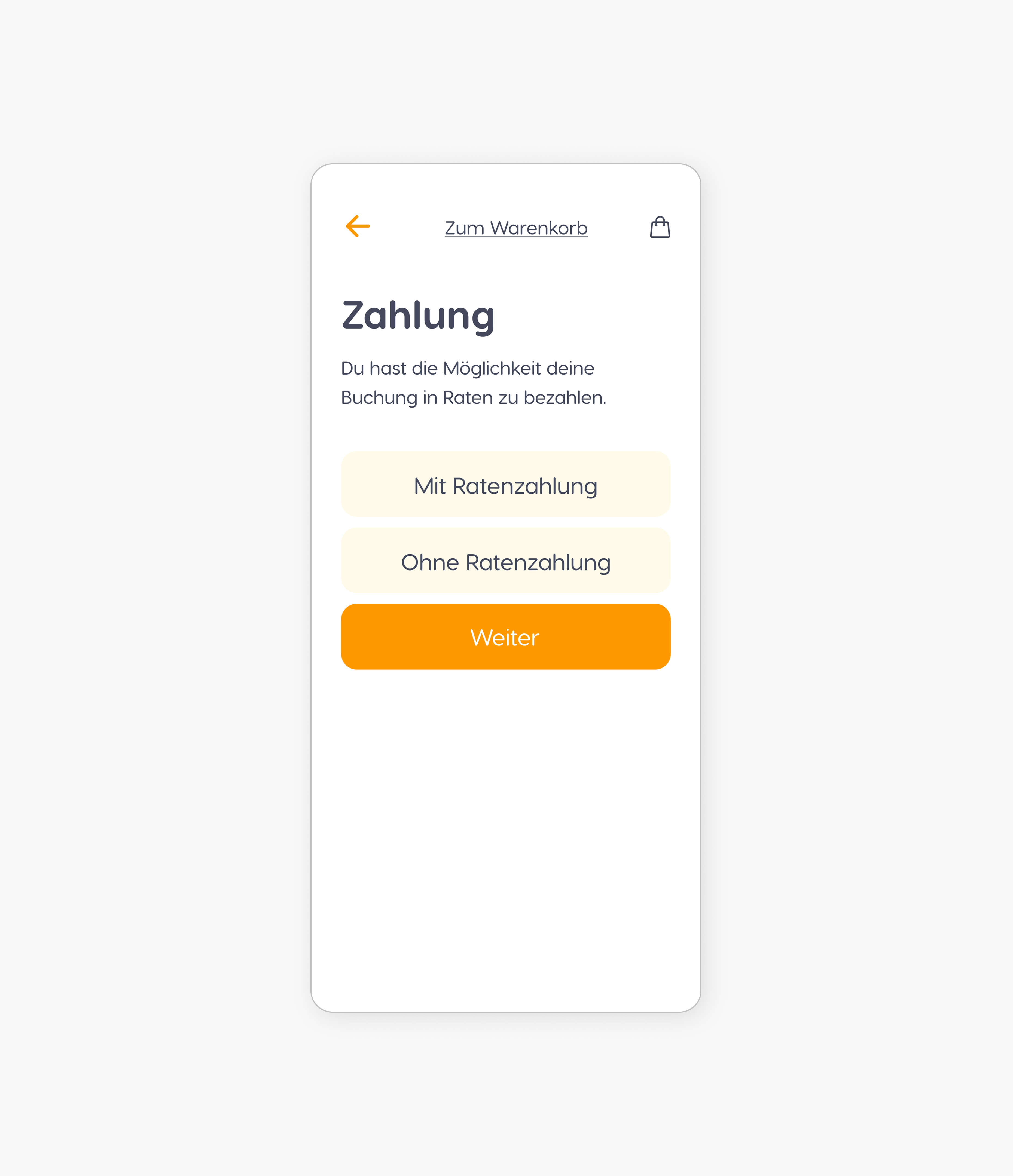 Mockup Checkout Ratenzahlung
