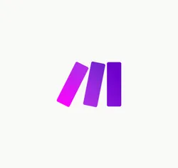Three adjacent, tilted bars with a gradient from magenta to purple on a white background.