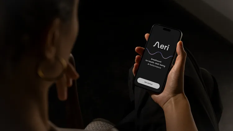 woman looking at app