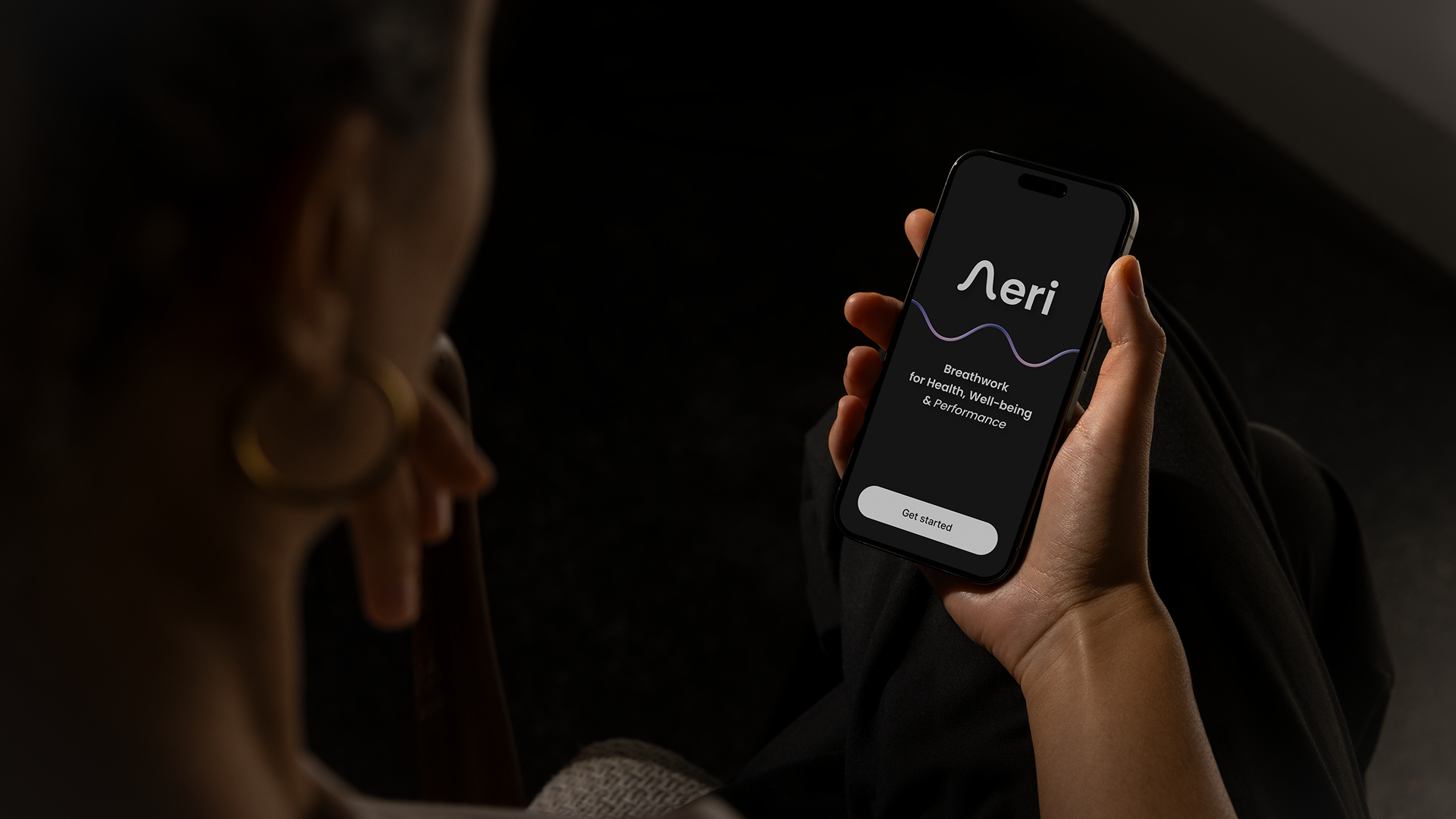woman looking at app