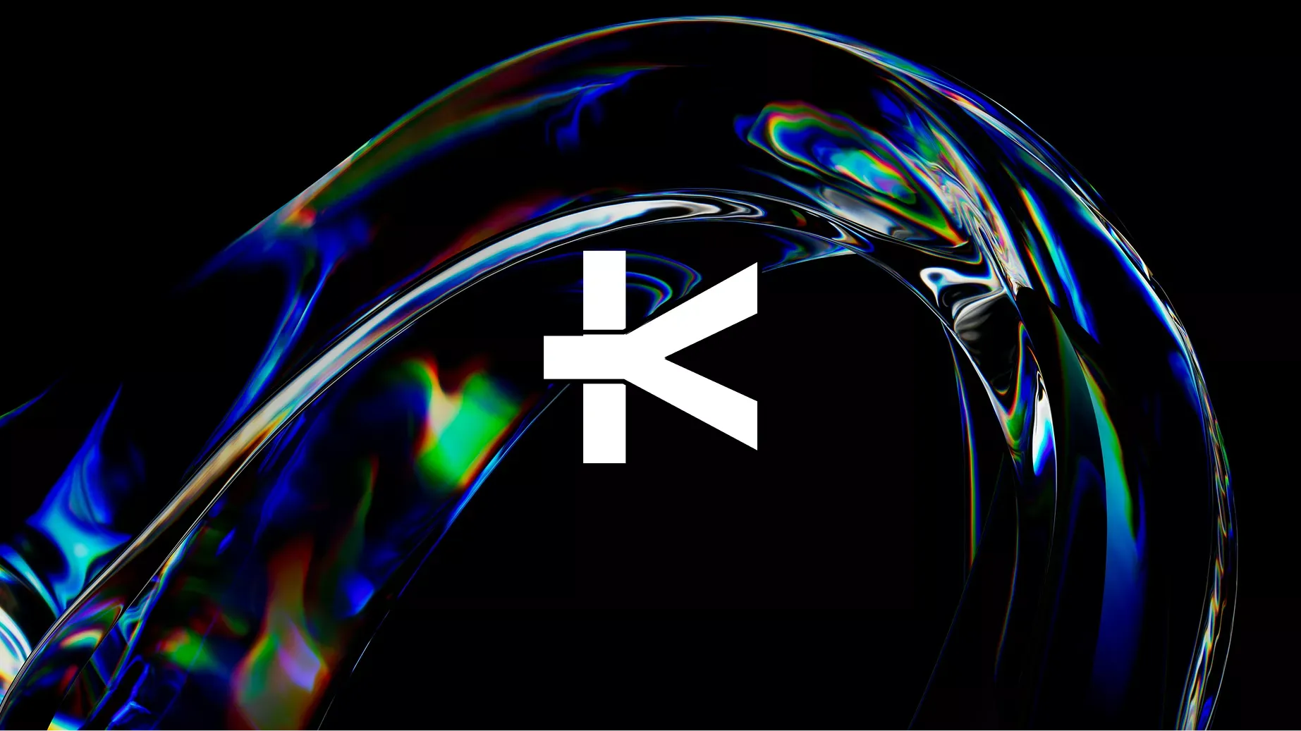 Ein farbenfroher Wirbel mit dem KyberionAI-Logo auf schwarzem Hintergrund.