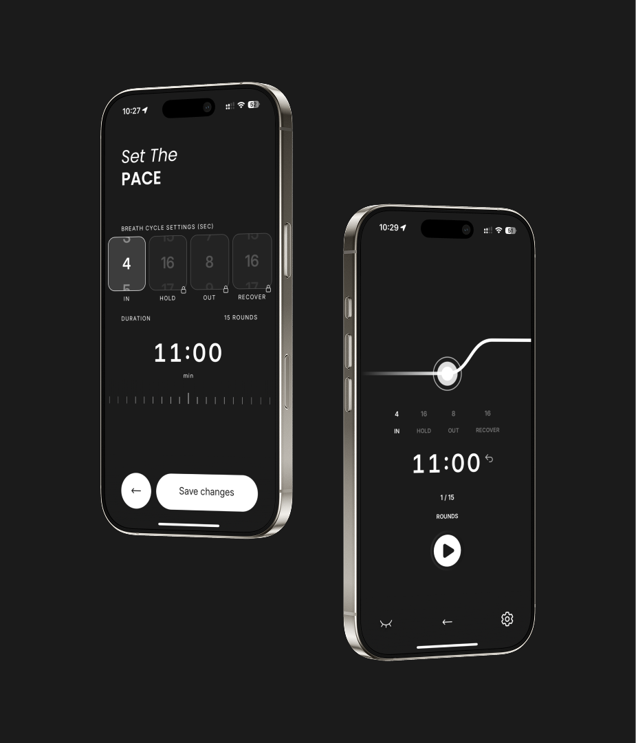 Two phones showing meditation settings